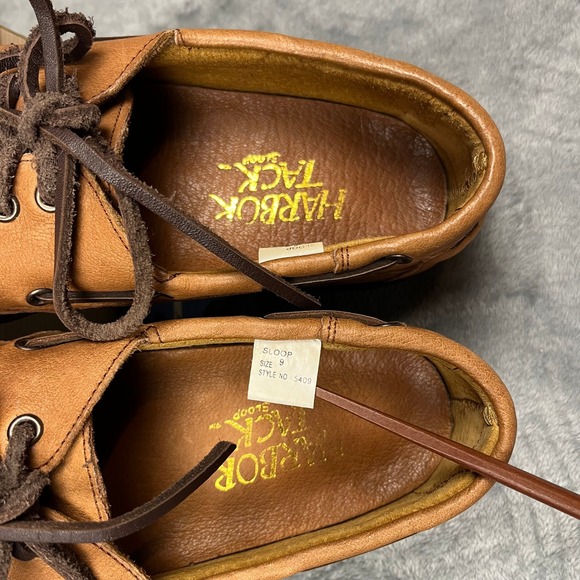 Rockport Boat Shoes Mens Size 9 Tan Leather Lace Up - Picture 8 of 9